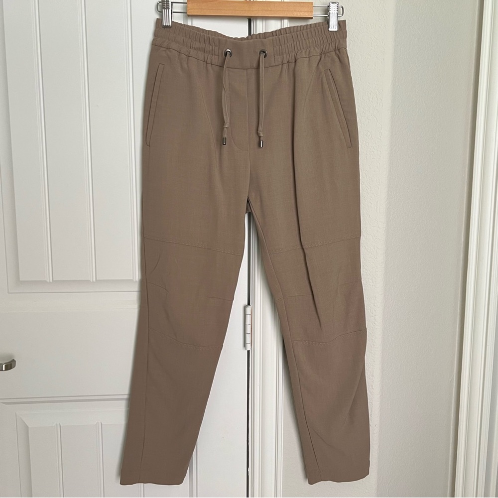 Brunello Cucinelli 6 Drawstring Beige Tan Khaki Women’s Tapered Pants